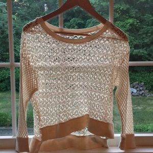 Open cream crochet top